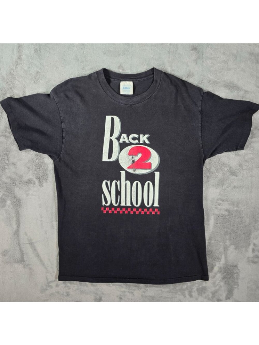 Vintage 1990s Single Stitch Tultex "Back 2 school" Black Graphic T-Shirt (M/L) - Picture 9 of 13